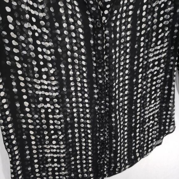 Old Navy Blouse Womens Extra Small Black White Geometric V Neck Chic Chiffon Top - Picture 5 of 8